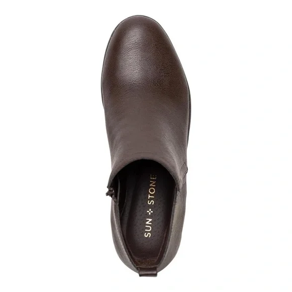 Sun & Stone Cadee Womens Faux Leather Zipper Ankle Boots Brown size 8 NEW IN BOX - Picture 4 of 8